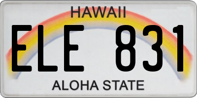 HI license plate ELE831