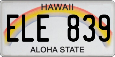 HI license plate ELE839