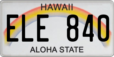 HI license plate ELE840