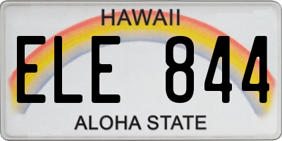 HI license plate ELE844