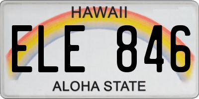 HI license plate ELE846