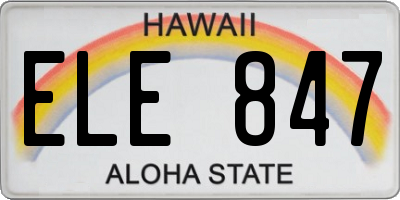 HI license plate ELE847