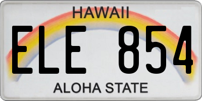 HI license plate ELE854