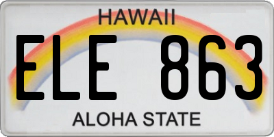 HI license plate ELE863