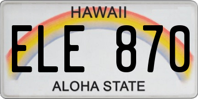 HI license plate ELE870