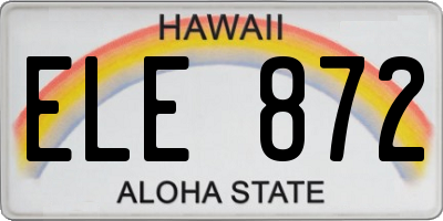 HI license plate ELE872