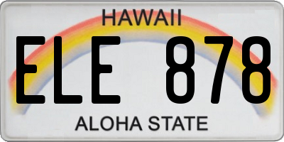 HI license plate ELE878