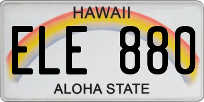 HI license plate ELE880
