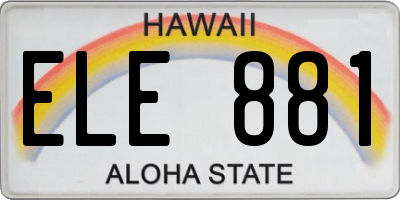 HI license plate ELE881