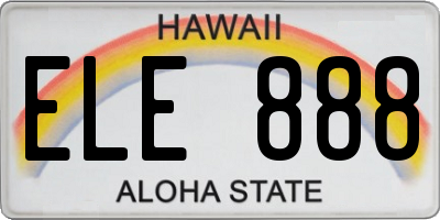 HI license plate ELE888