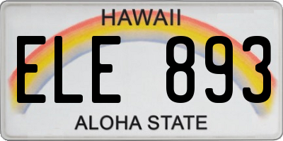 HI license plate ELE893