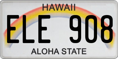 HI license plate ELE908