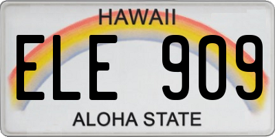 HI license plate ELE909