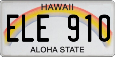 HI license plate ELE910
