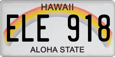 HI license plate ELE918