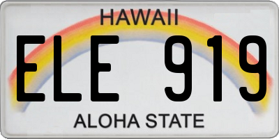 HI license plate ELE919