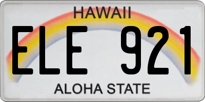 HI license plate ELE921