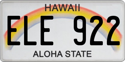 HI license plate ELE922