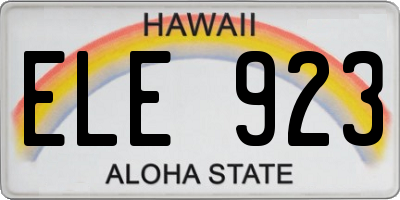 HI license plate ELE923