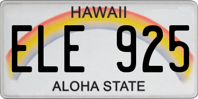 HI license plate ELE925