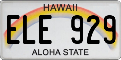 HI license plate ELE929