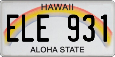 HI license plate ELE931