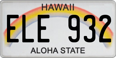 HI license plate ELE932