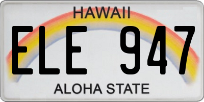 HI license plate ELE947