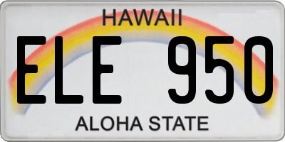 HI license plate ELE950