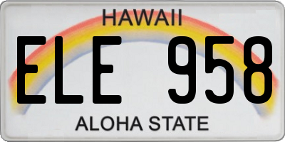HI license plate ELE958