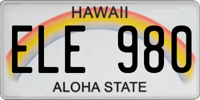 HI license plate ELE980
