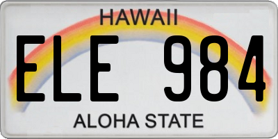 HI license plate ELE984