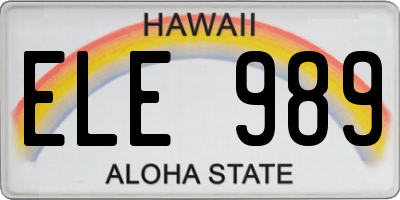 HI license plate ELE989
