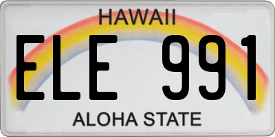HI license plate ELE991