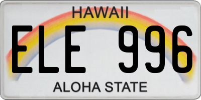 HI license plate ELE996