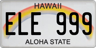 HI license plate ELE999