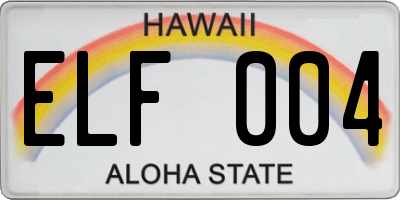 HI license plate ELF004