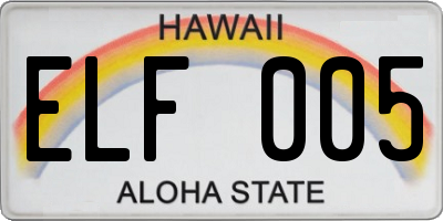 HI license plate ELF005