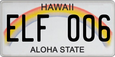 HI license plate ELF006