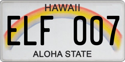 HI license plate ELF007