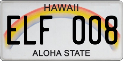 HI license plate ELF008