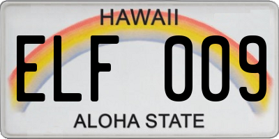 HI license plate ELF009