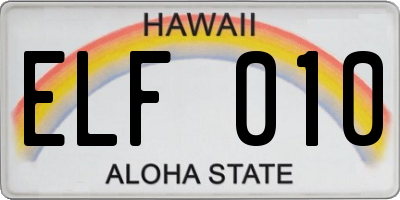 HI license plate ELF010