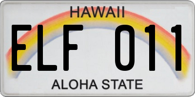 HI license plate ELF011