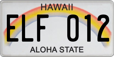HI license plate ELF012