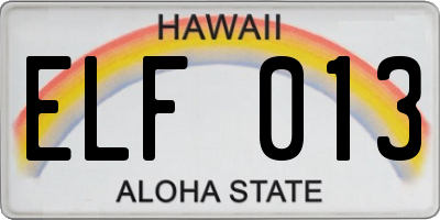 HI license plate ELF013