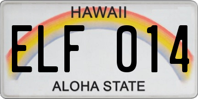 HI license plate ELF014