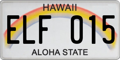 HI license plate ELF015