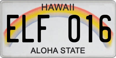 HI license plate ELF016