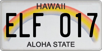 HI license plate ELF017
